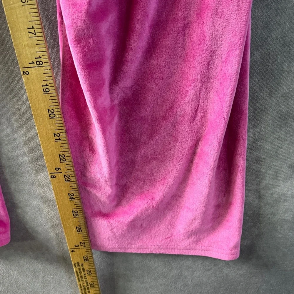 Juicy Couture Velour Lounge Set Women Large Pink Rhinestone Tank Wide Leg Pants